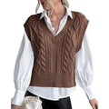 Women's V-Neck Cable Knit Sweater Vest