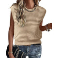 Women's Crew Neck Crochet Hollow Out Knitted Tank Vest